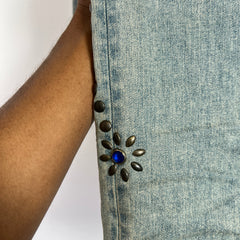 Amiri Light Indigo Floral Studded Denim Jeans