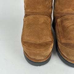 Acne Studios Brown Shearling Leather Cargo Boot Size 42