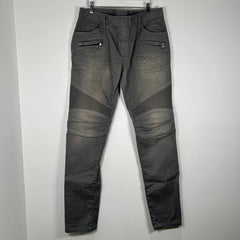 Balmain Grey Biker Rib Jeans Size 34