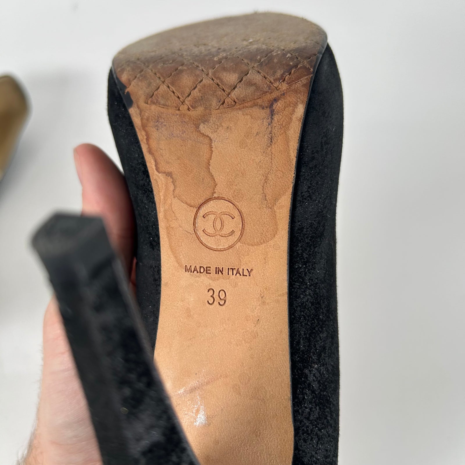 Chanel Vintage Suede Pump Heel Size 39