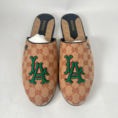 Gucci Beige LA Angels GG Monogram Mules Size GG 9.5