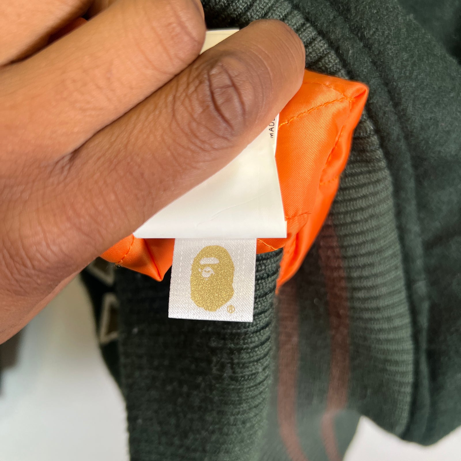 Bape Green Switch Shoulder Stadium Varsity Jacket Size L