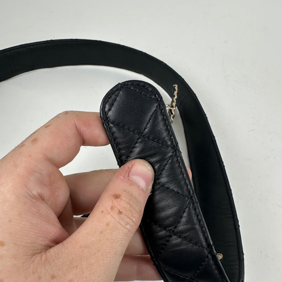 Chanel Black/Gold Quilted 'CC' Belt Size 32