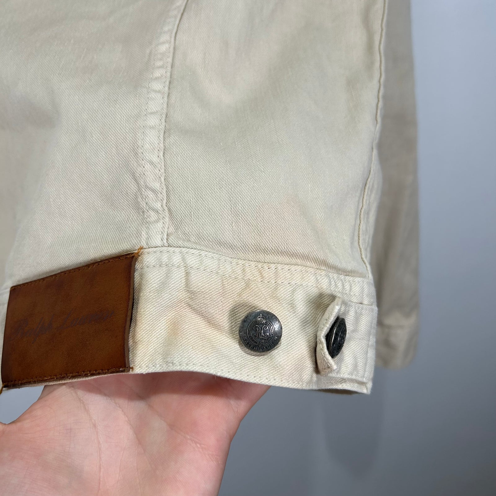 Ralph Lauren Purple Label Cream Denim Jacket Size S