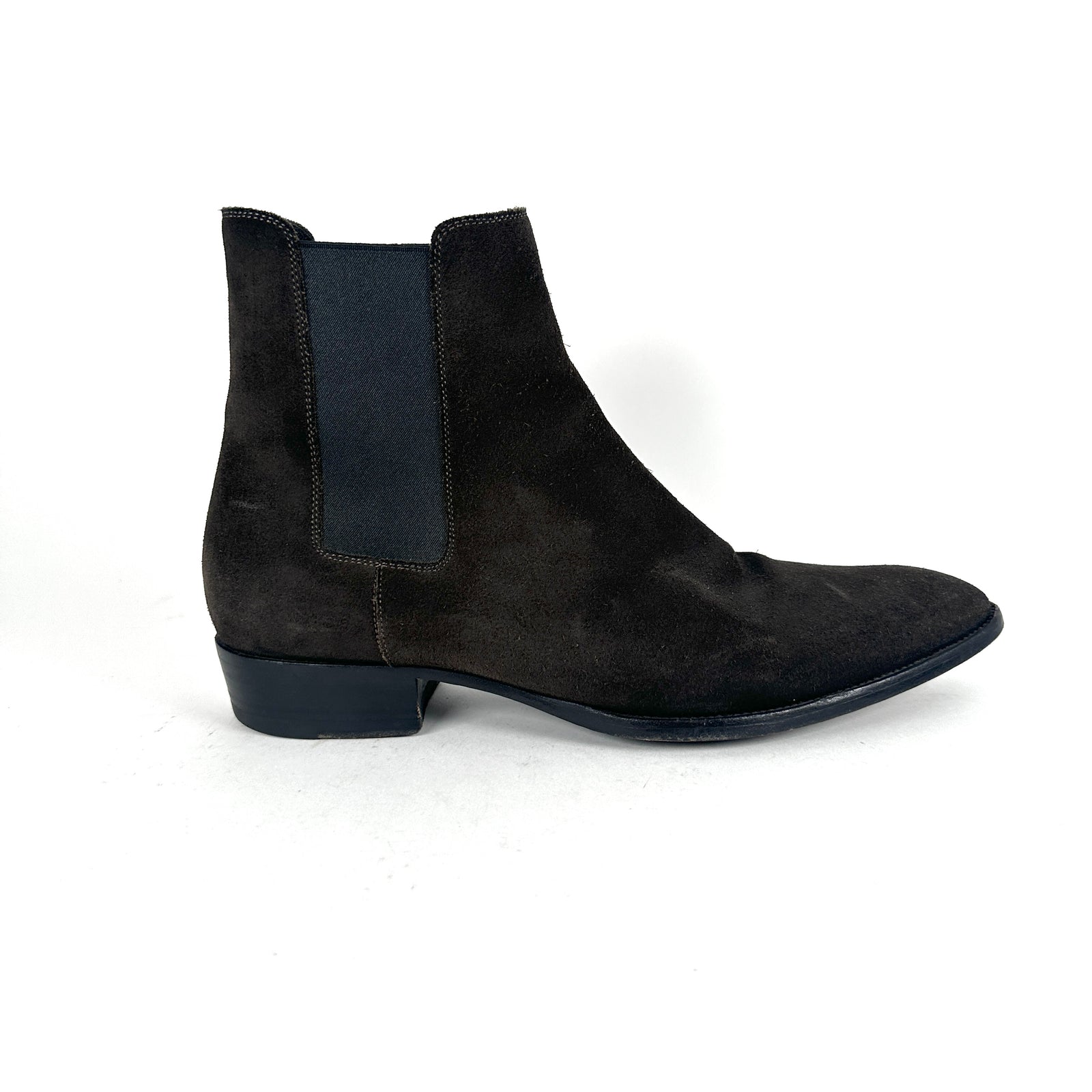 Saint Laurent Chocolate Suede Chelsea Boot Size 43