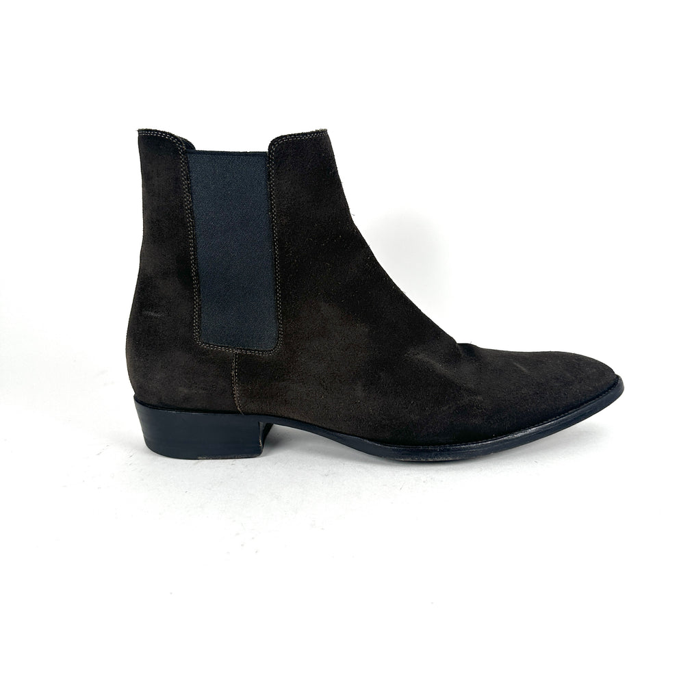 Saint Laurent Chocolate Suede Chelsea Boot Size 43