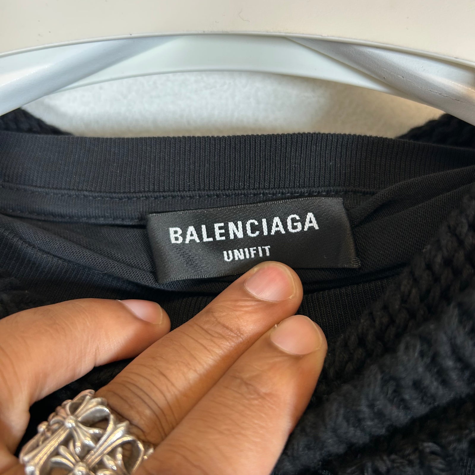 Balenciaga Black Campaign Destroyed Layered Knit Hoodie Size L