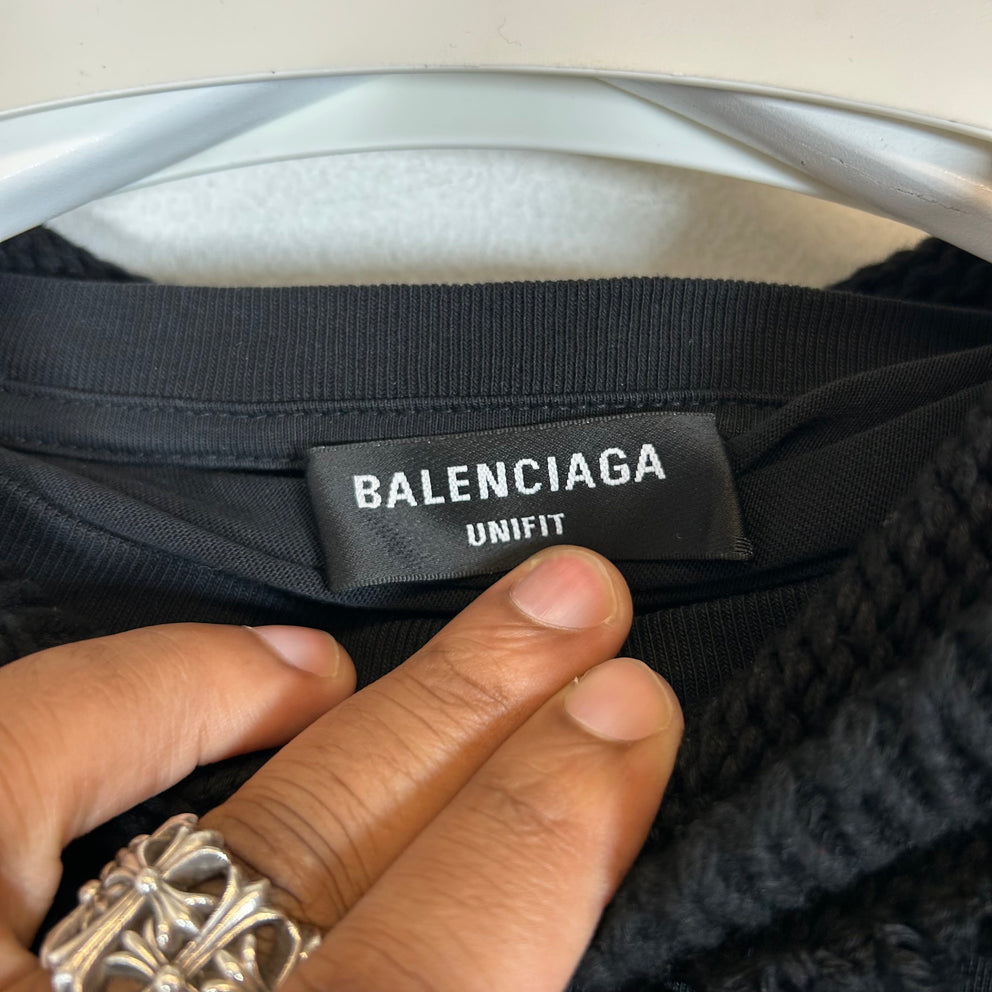 Balenciaga Black Campaign Destroyed Layered Knit Hoodie Size L