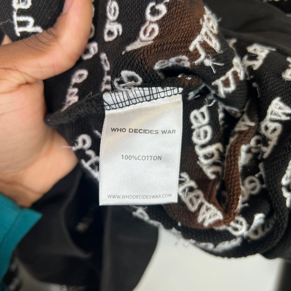 Who Decides War Black Full Embroidered Scripture Crewneck Size L
