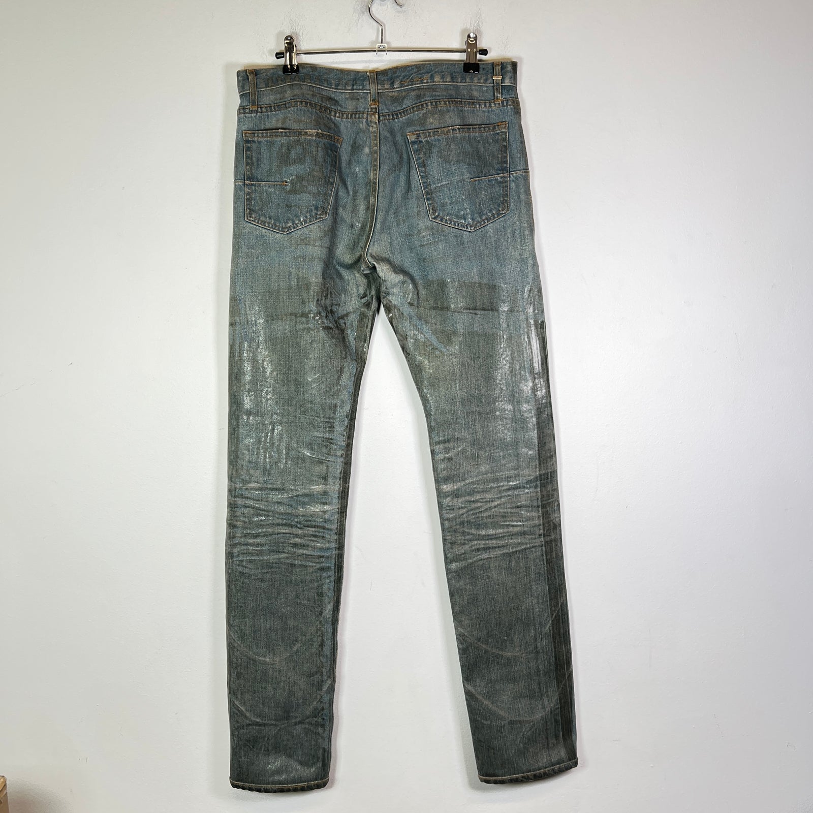 Dior Homme SS04 Bleu Claire Waxed Denim Jeans