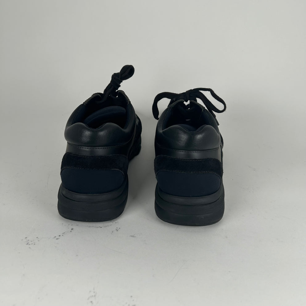 Chanel Triple Black Leather Trainers Size 11