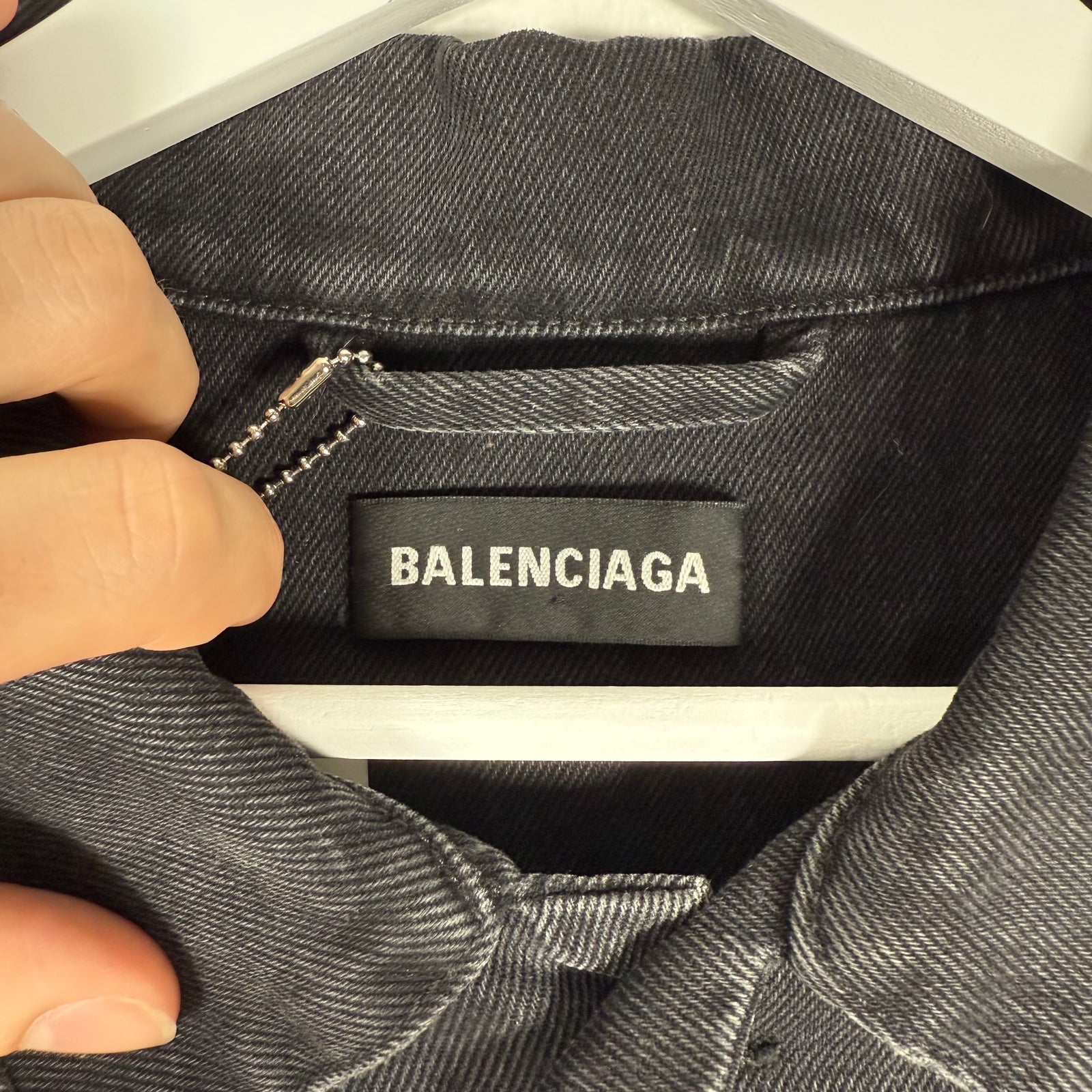 Balenciaga Spell Out Logo Black Jean Jacket Size XL