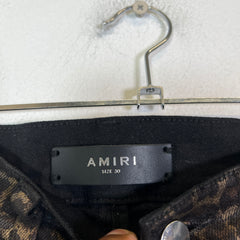 Amiri Broken Leopard Waxed Distressed Jeans