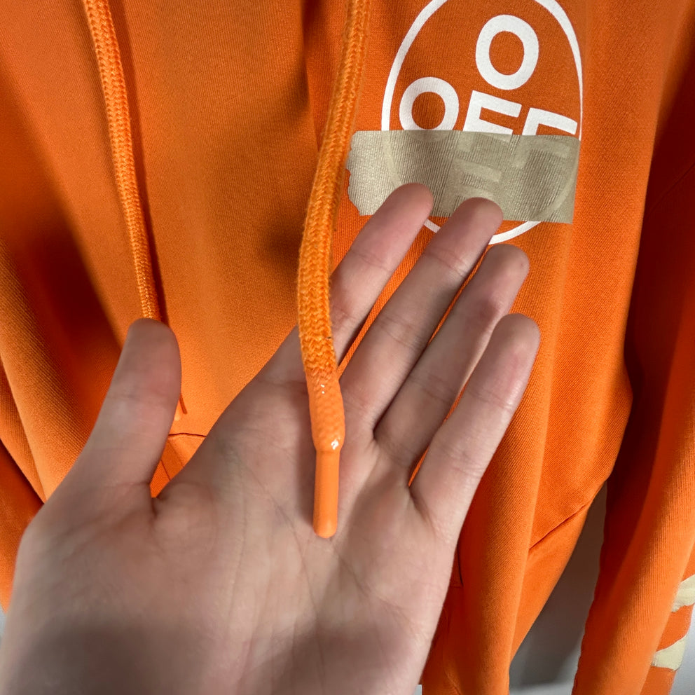 Off-White Orange 'Tape' Logo Hoodie Size XXL