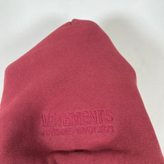 Vetements Burgundy AW21 Written Logo Hoodie Size S
