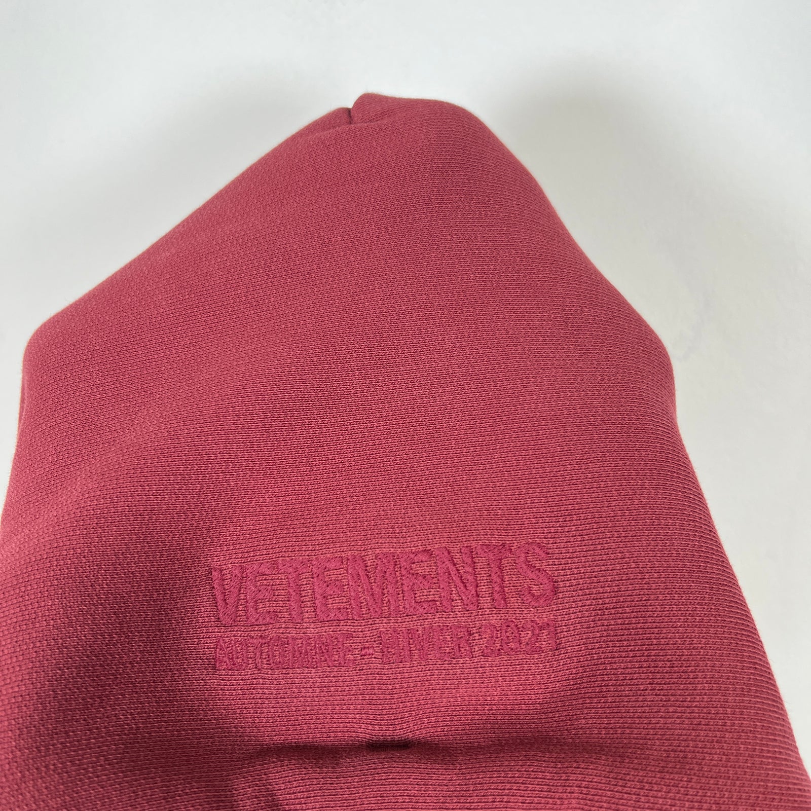 Vetements Burgundy AW21 Written Logo Hoodie Size S