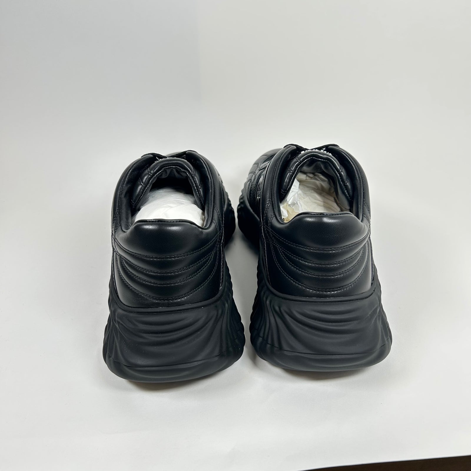 Gucci Black Interlocking G Ripple Mesh Sneaker Size GG 9.5