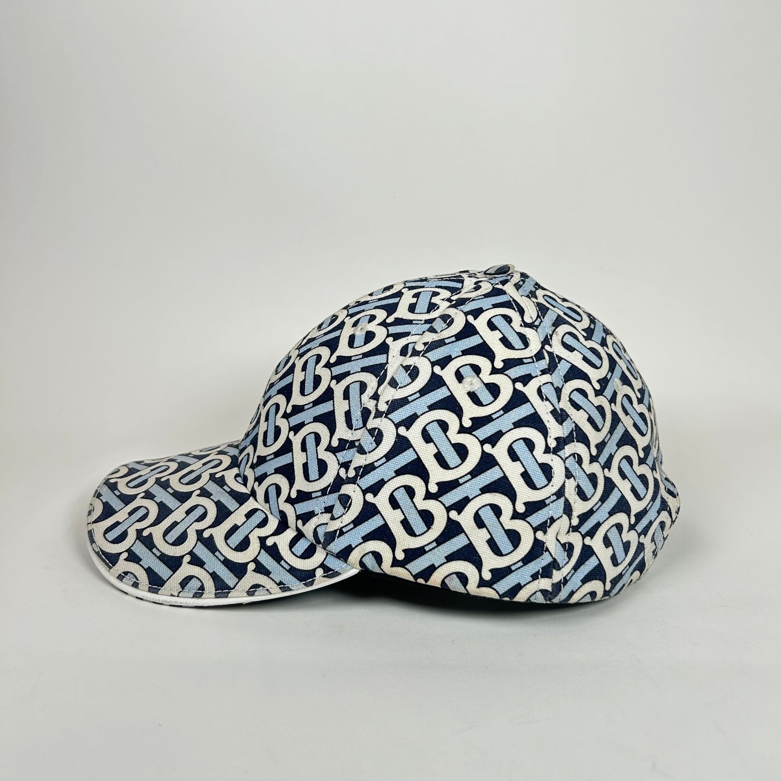 Burberry White/Blue TB Monogram Hat