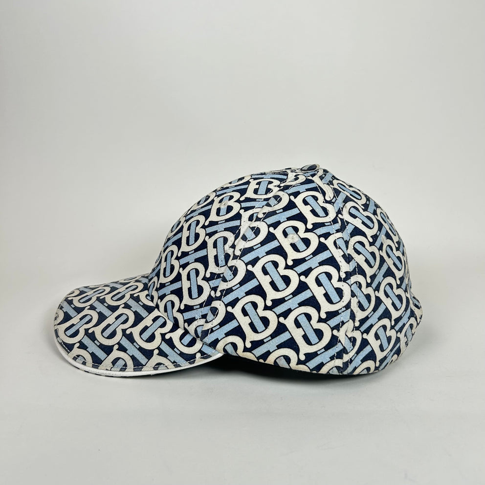 Burberry White/Blue TB Monogram Hat