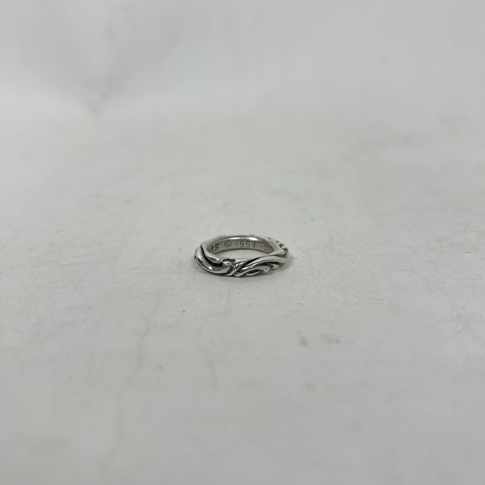 Chrome Hearts Silver Scroll Ring Size 6