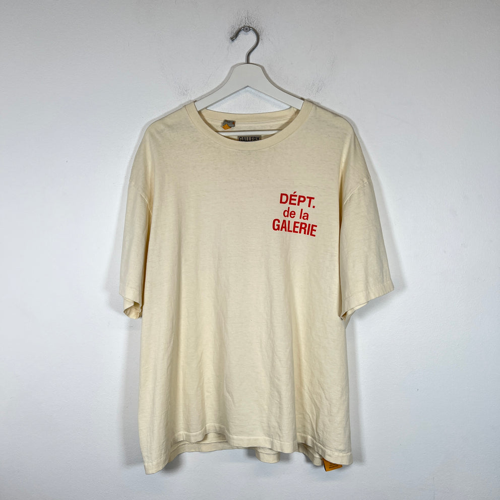 Gallery Dept Cream/Orange French Logo T-Shirt Size XL