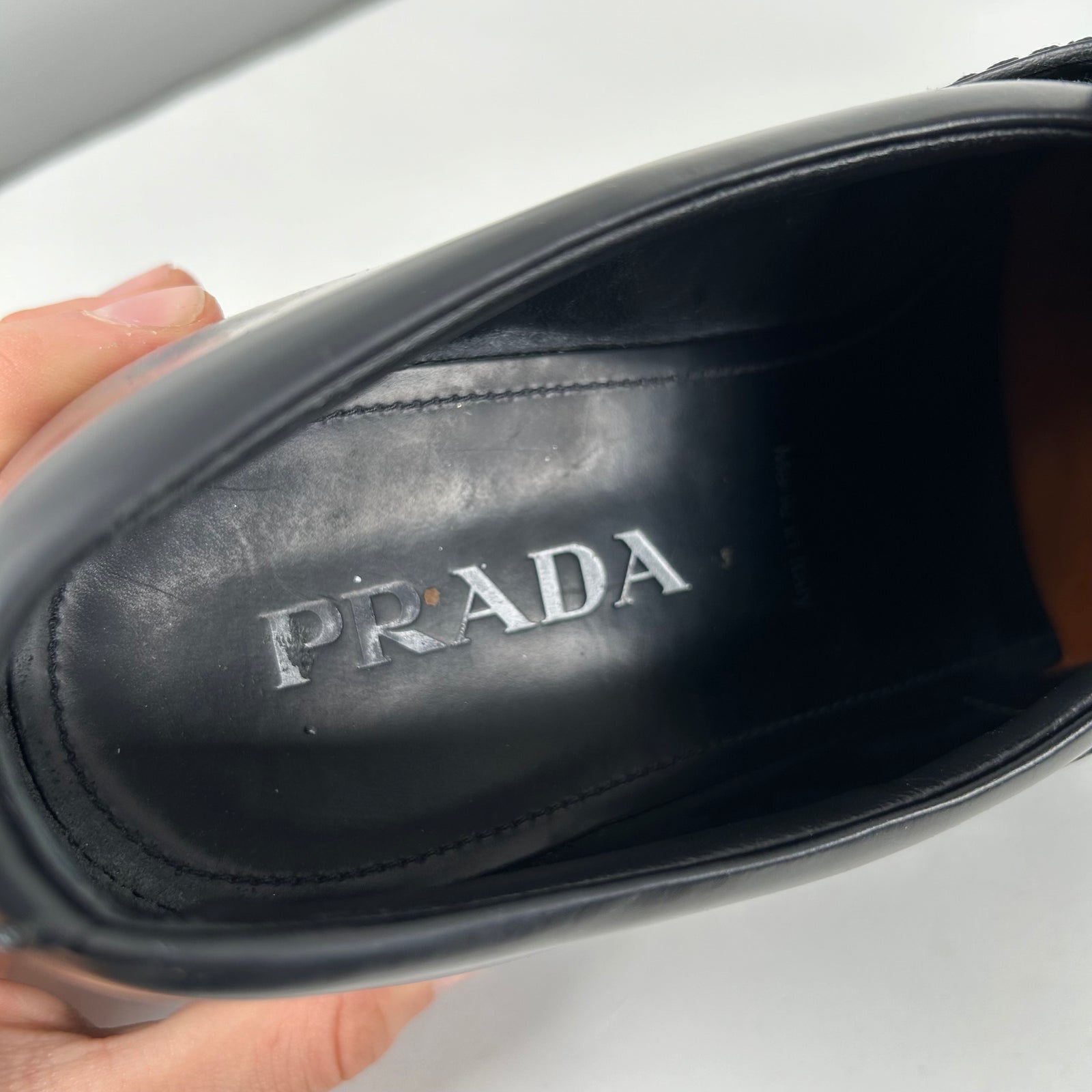 Prada Black Leather Monolith Sneakers Size 10