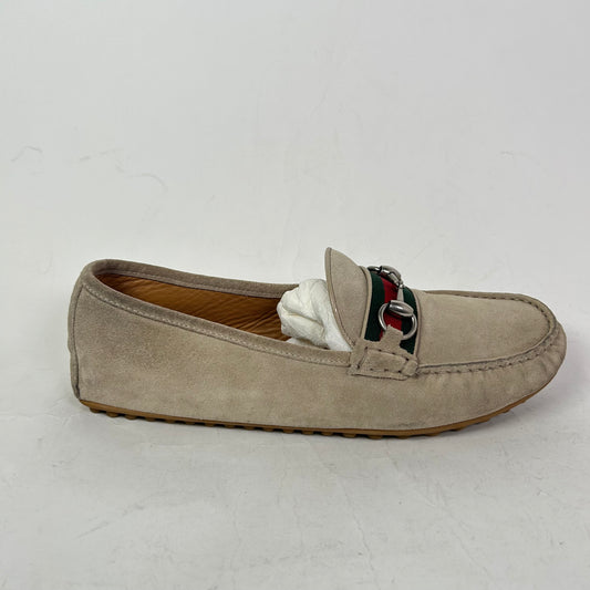 Gucci Beige Horsebit Suede Driving Loafers