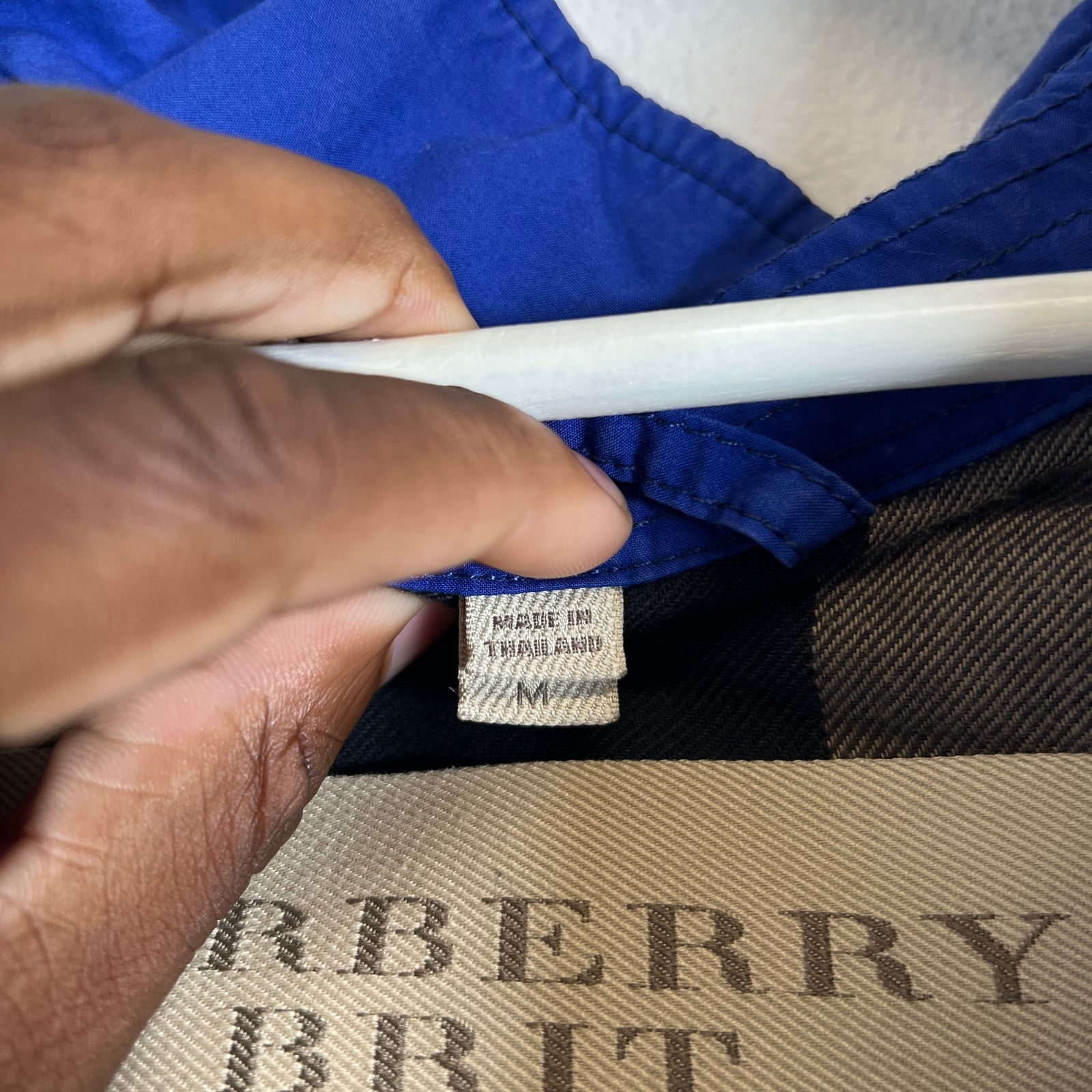 Burberry Brit Blue Hooded Trench Coat Size M