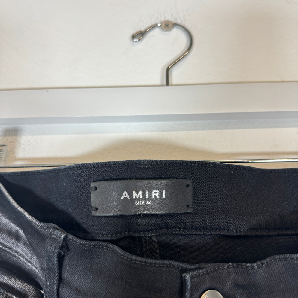 Amiri Black Floral Thrasher Jeans Size 36