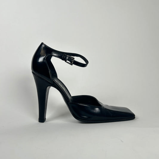 Prada Black Square Toe Heels Size 36.5