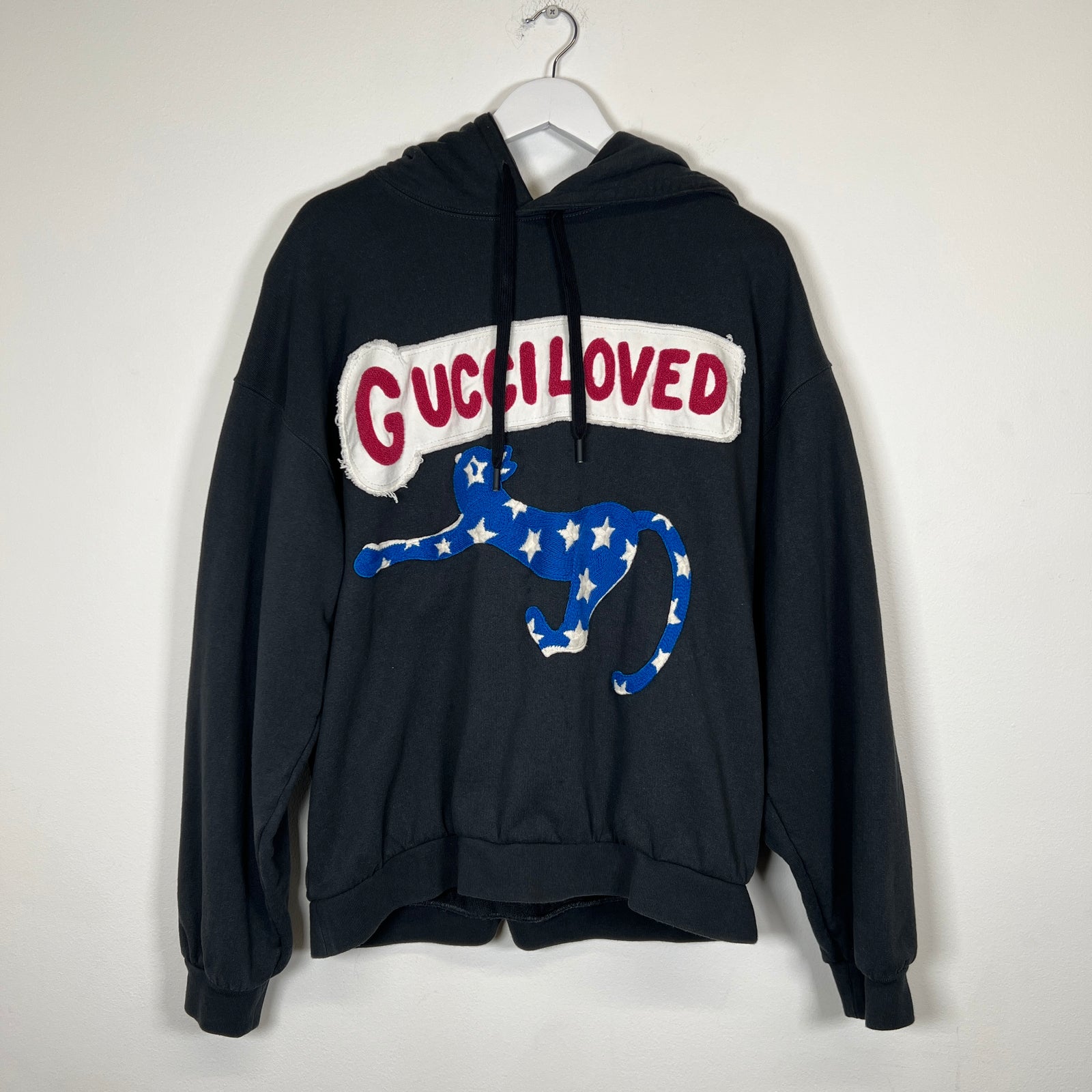 Gucci Black Loved Chainstitch Hoodie Sz L