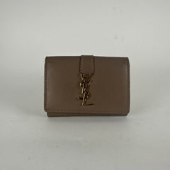 Saint Laurent Beige Mini Trifold Wallet