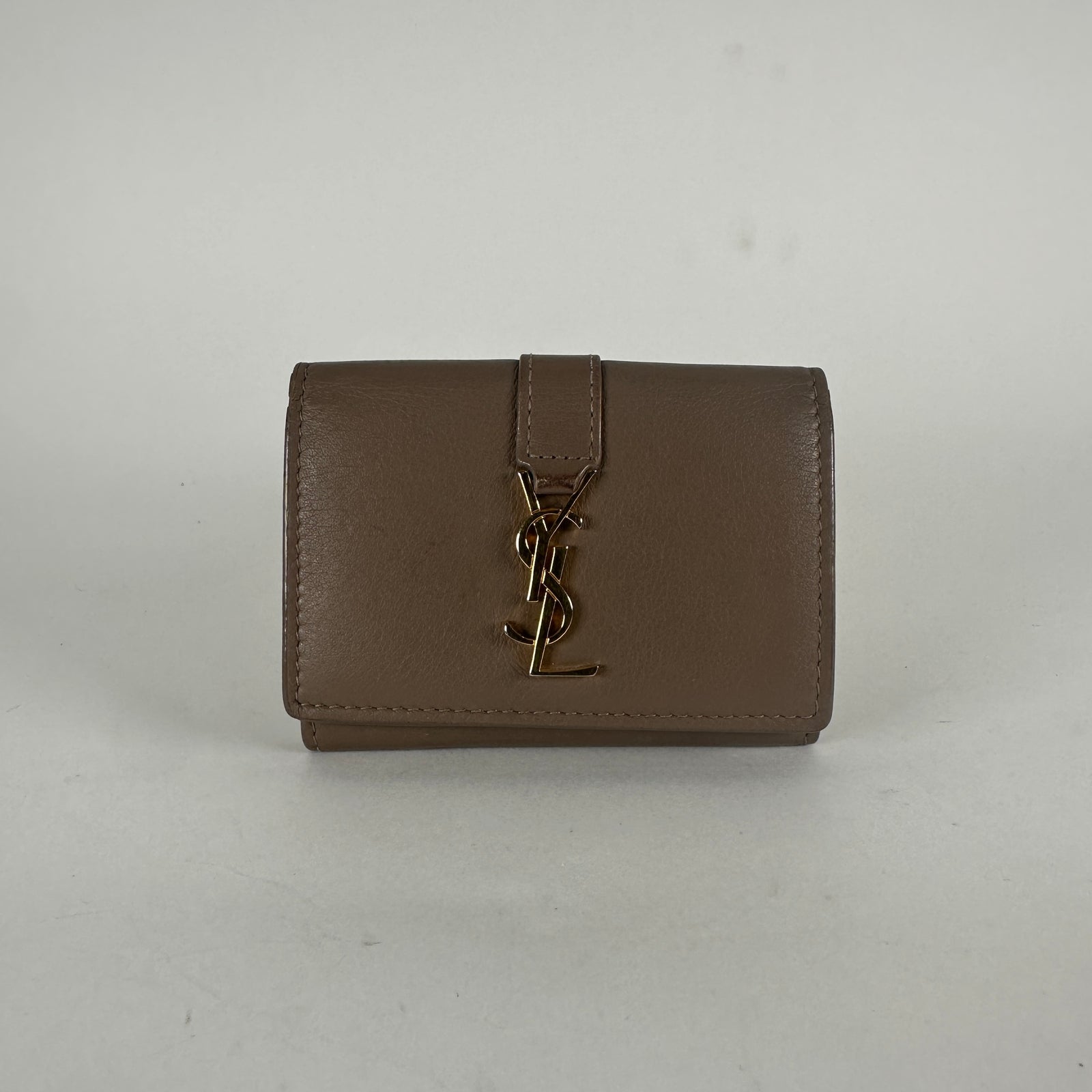 Saint Laurent Beige Mini Trifold Wallet
