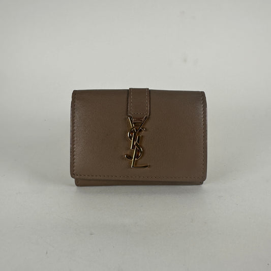 Saint Laurent Beige Mini Trifold Wallet