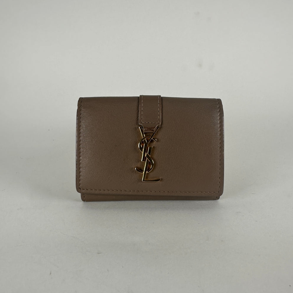 Saint Laurent Beige Mini Trifold Wallet
