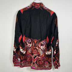 Versace Orange SIlk Button Up Shirt Size M