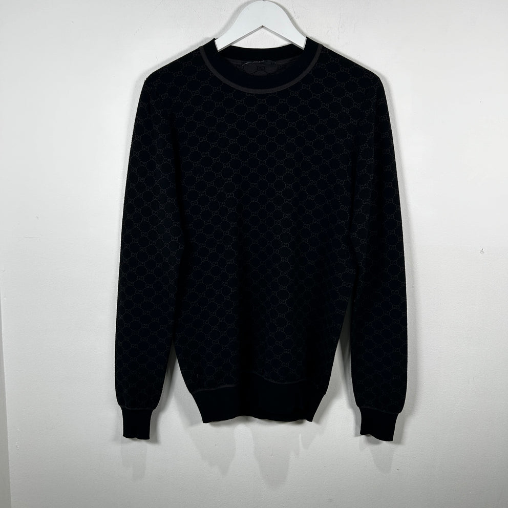 Gucci Black Monogram Sweater Size L