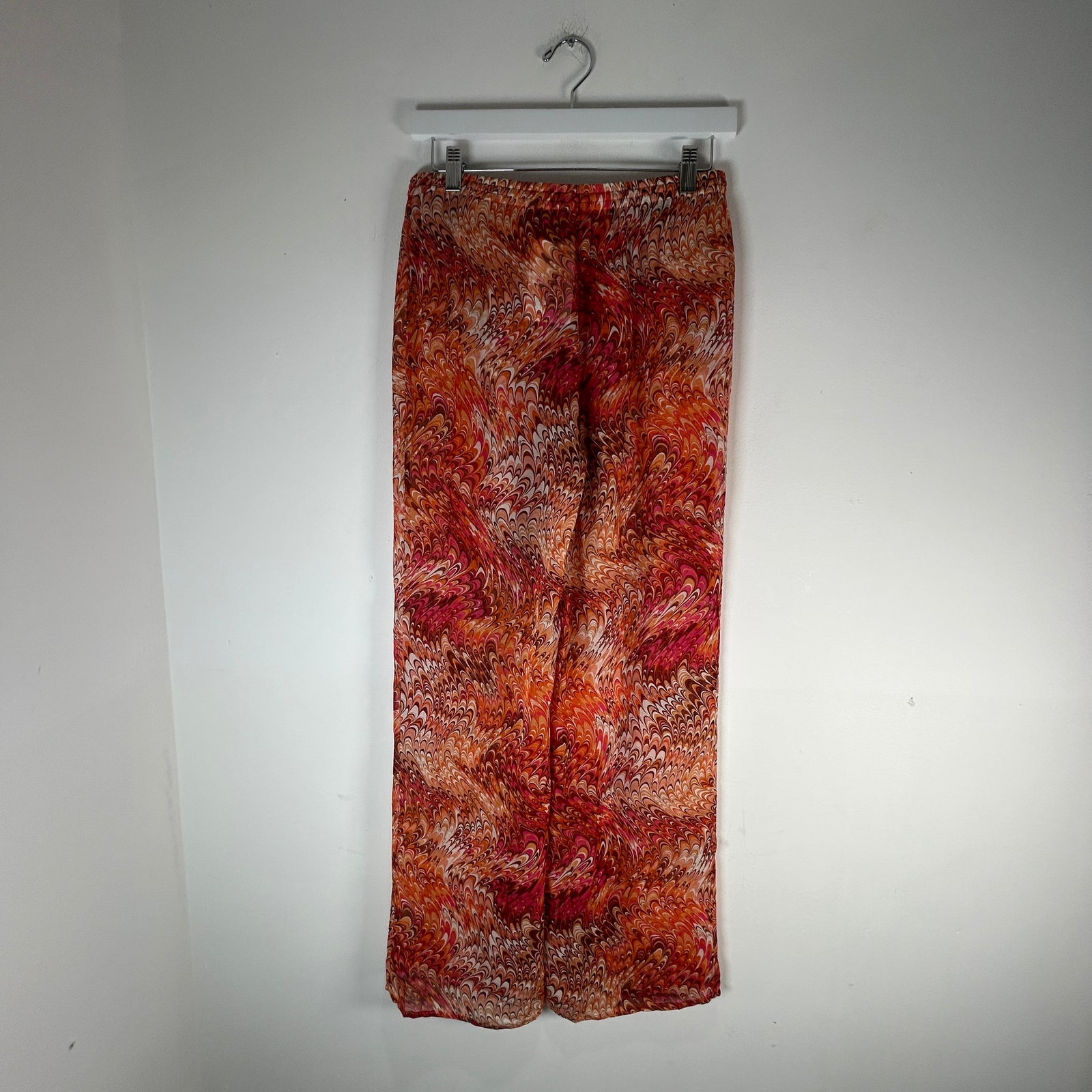 Celine SS03 Swirl Print Sheer Silk Pants Size M