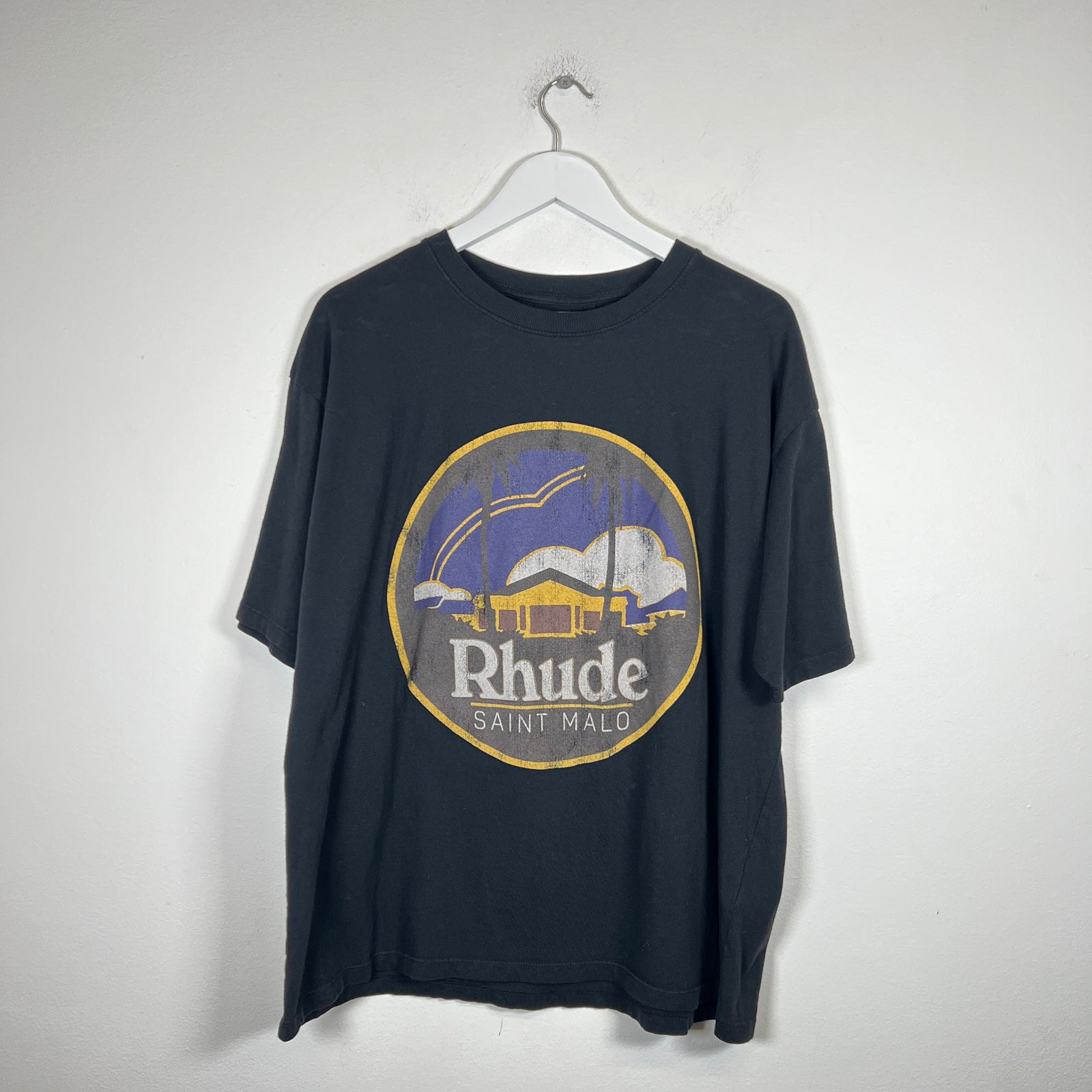 Rhude Black Saint Malo Logo T-shirt Size M