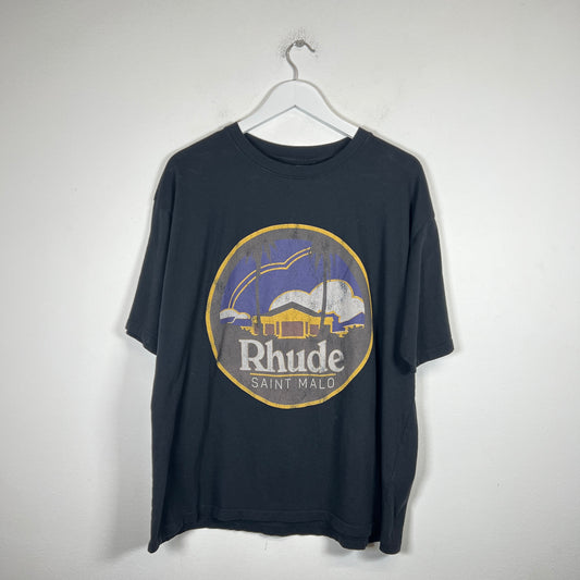 Rhude Black Saint Malo Logo T-shirt Size M