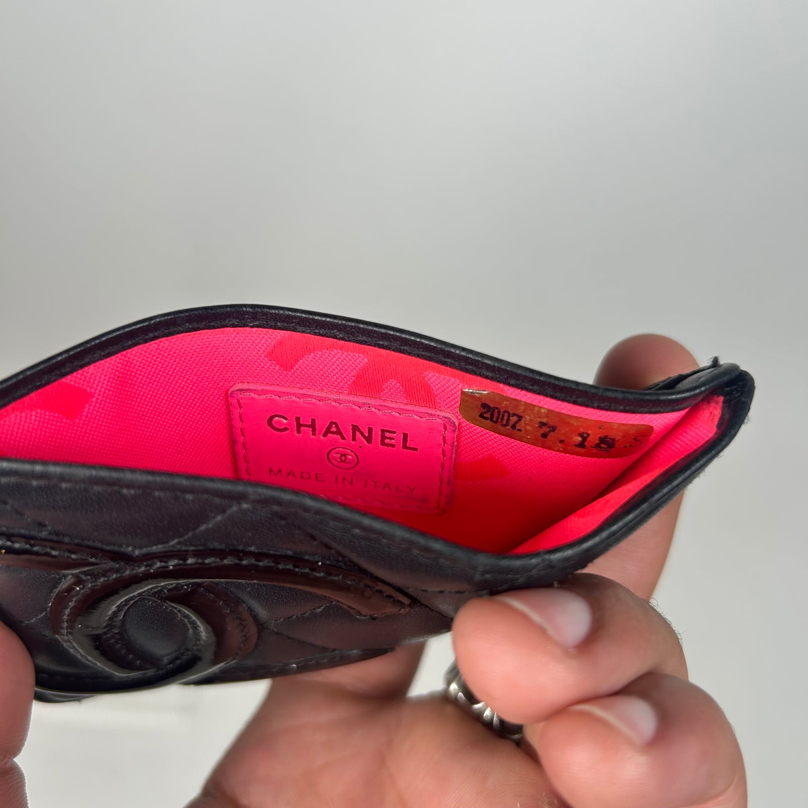 Chanel Black Combon Quilted Card Holder