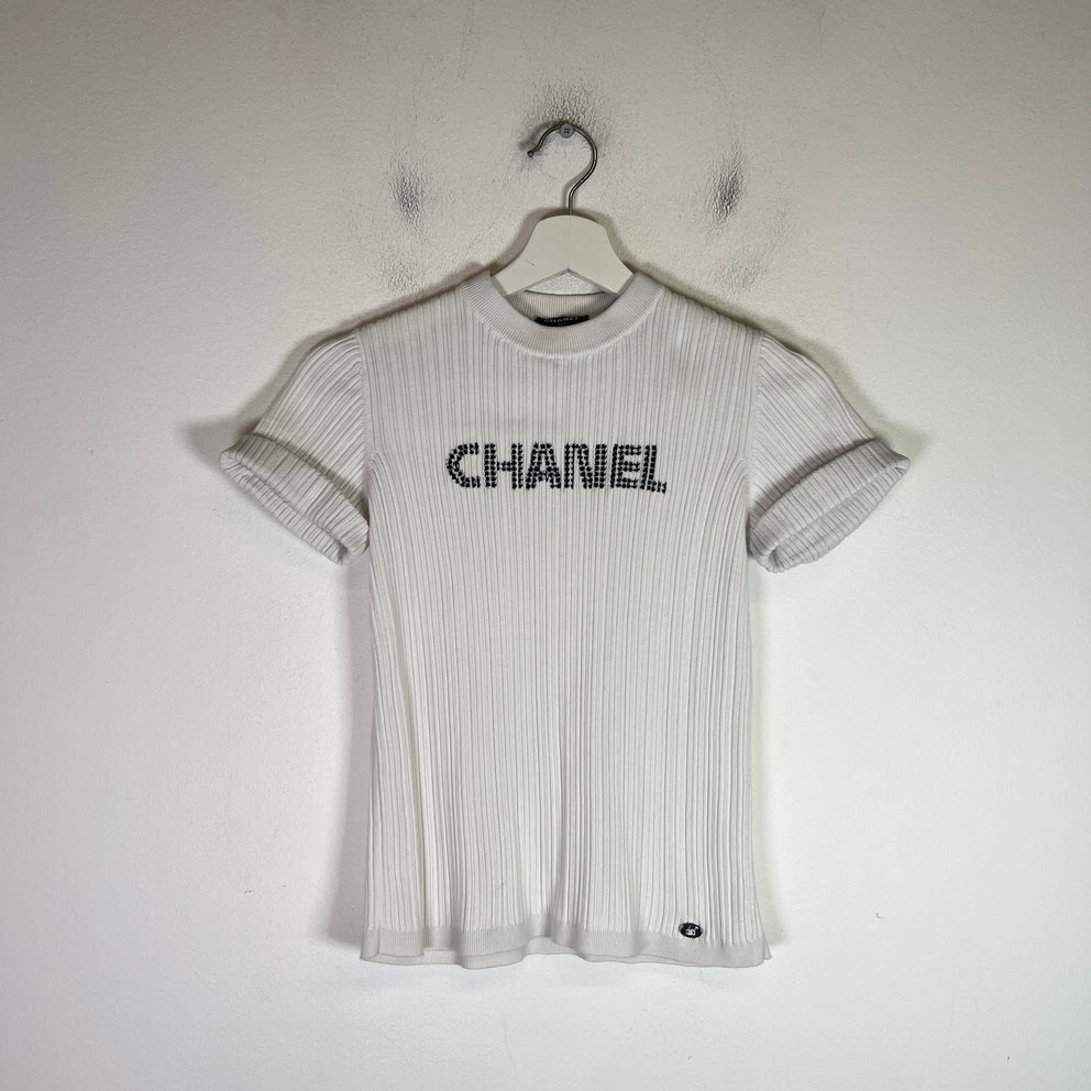 Chanel 2021 Ribbed Knit Intarsia T-Shirt