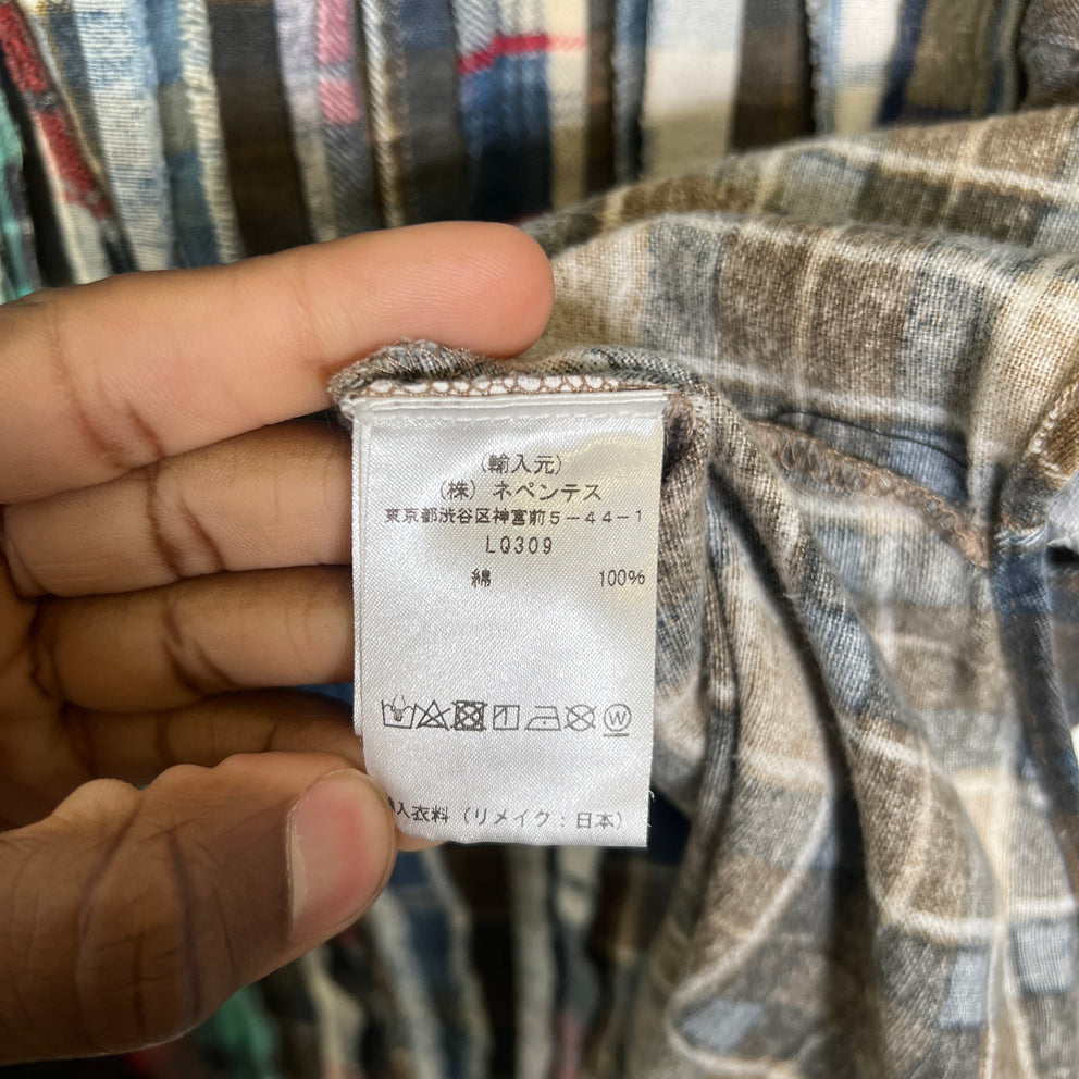 Needles Rebuild Brown Ribbon Flannel Shirt Size S