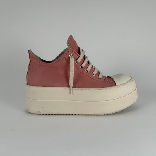 Rick Owens Pink Double Bumper Ramones Low Top Size 41