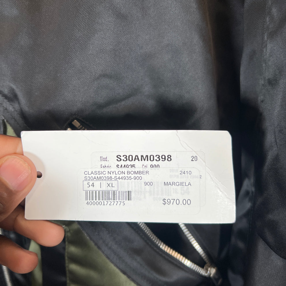Maison Margiela Black/Olive Nylon Bomber Jacket Size 54