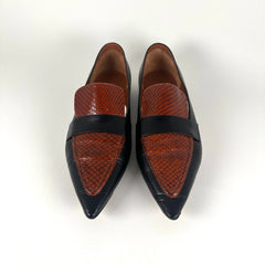 Celine Snakeskin Black Flat Loafers Size 40
