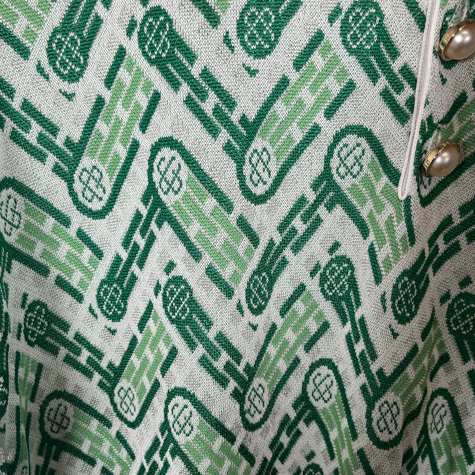 Casablanca Green Monogram Jacquard Knit Polo Size 2XL
