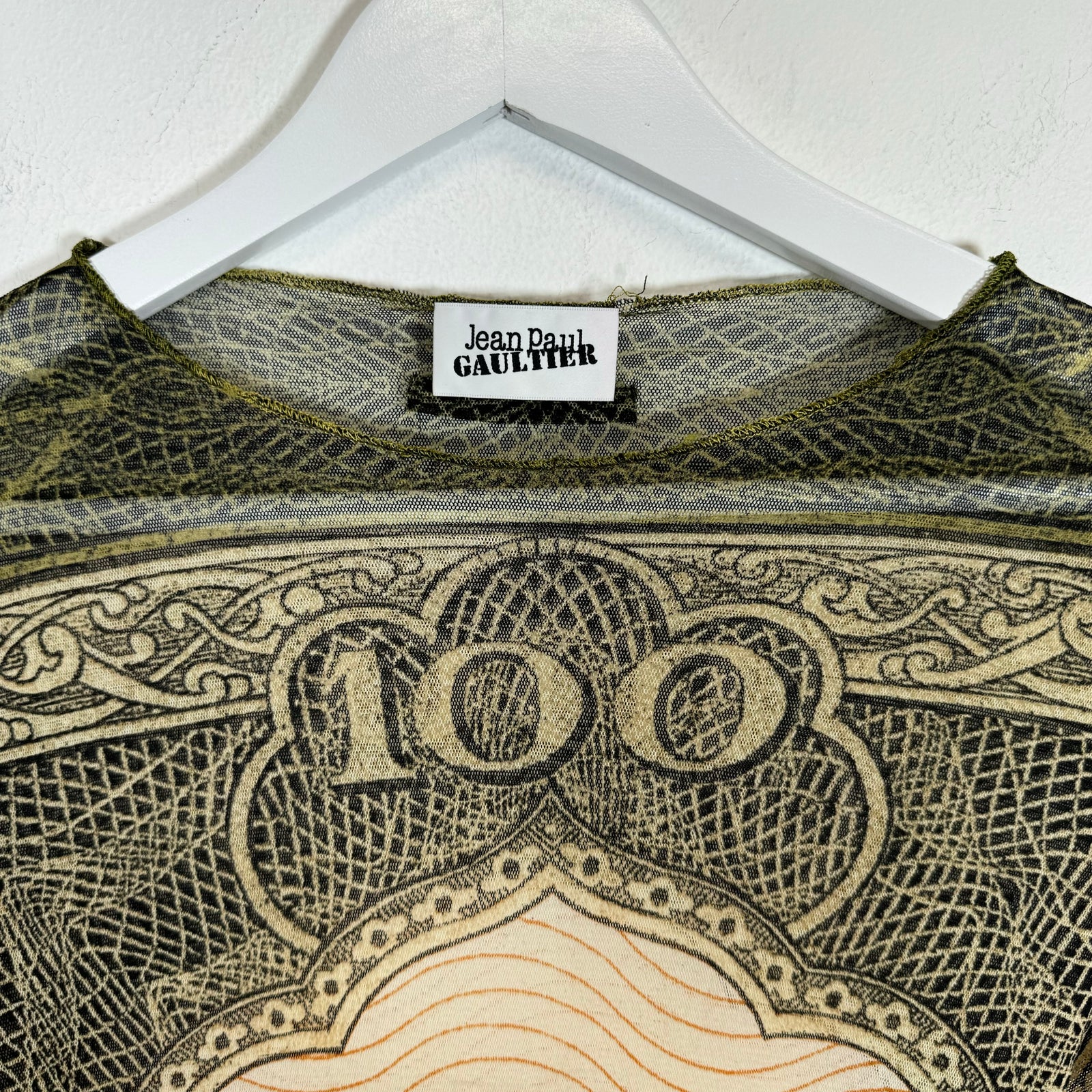 Jean Paul Gaultier Banknote Mesh LS Top Size L