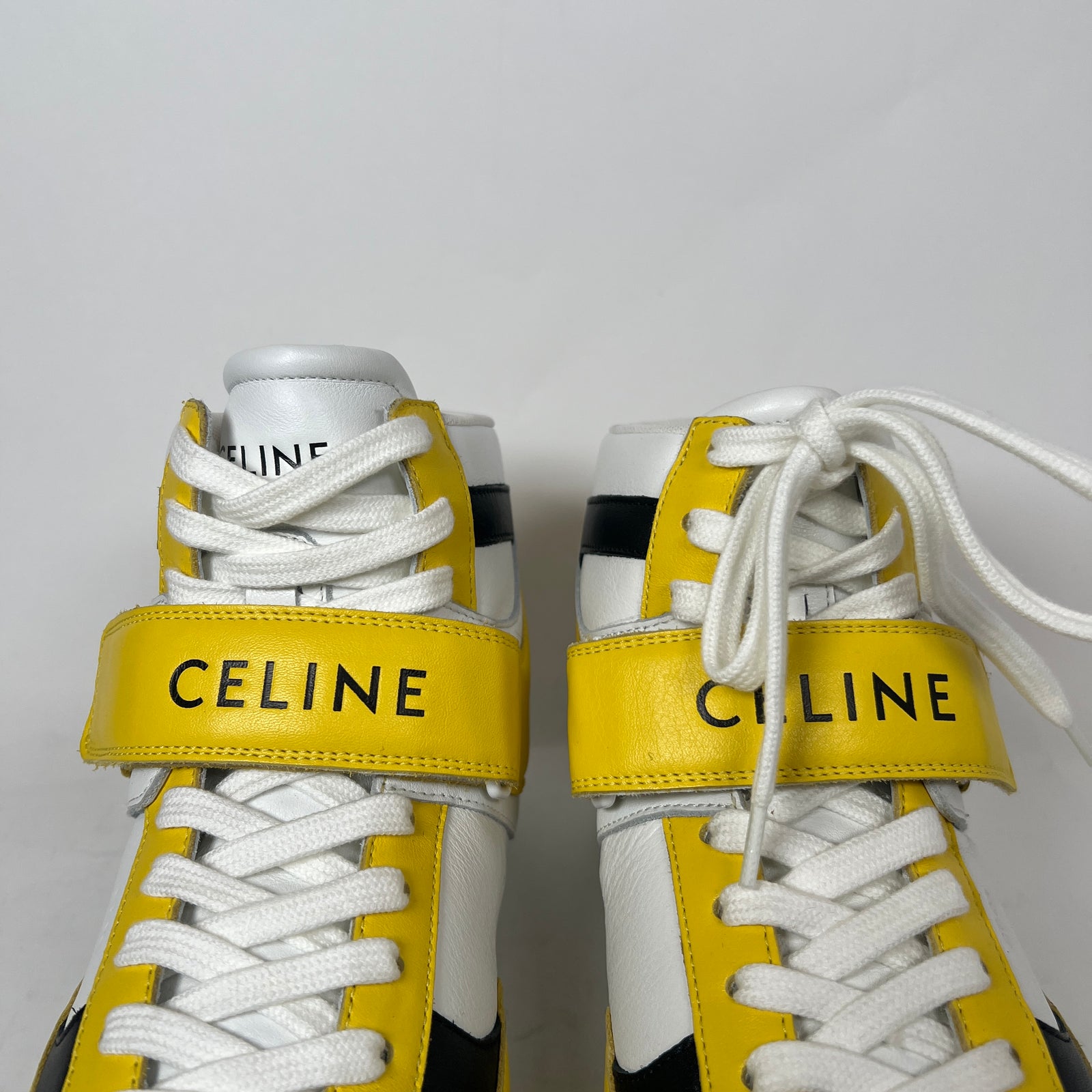 Celine Yellow/White CT-03 Leather High-Top Sneaker Size 45