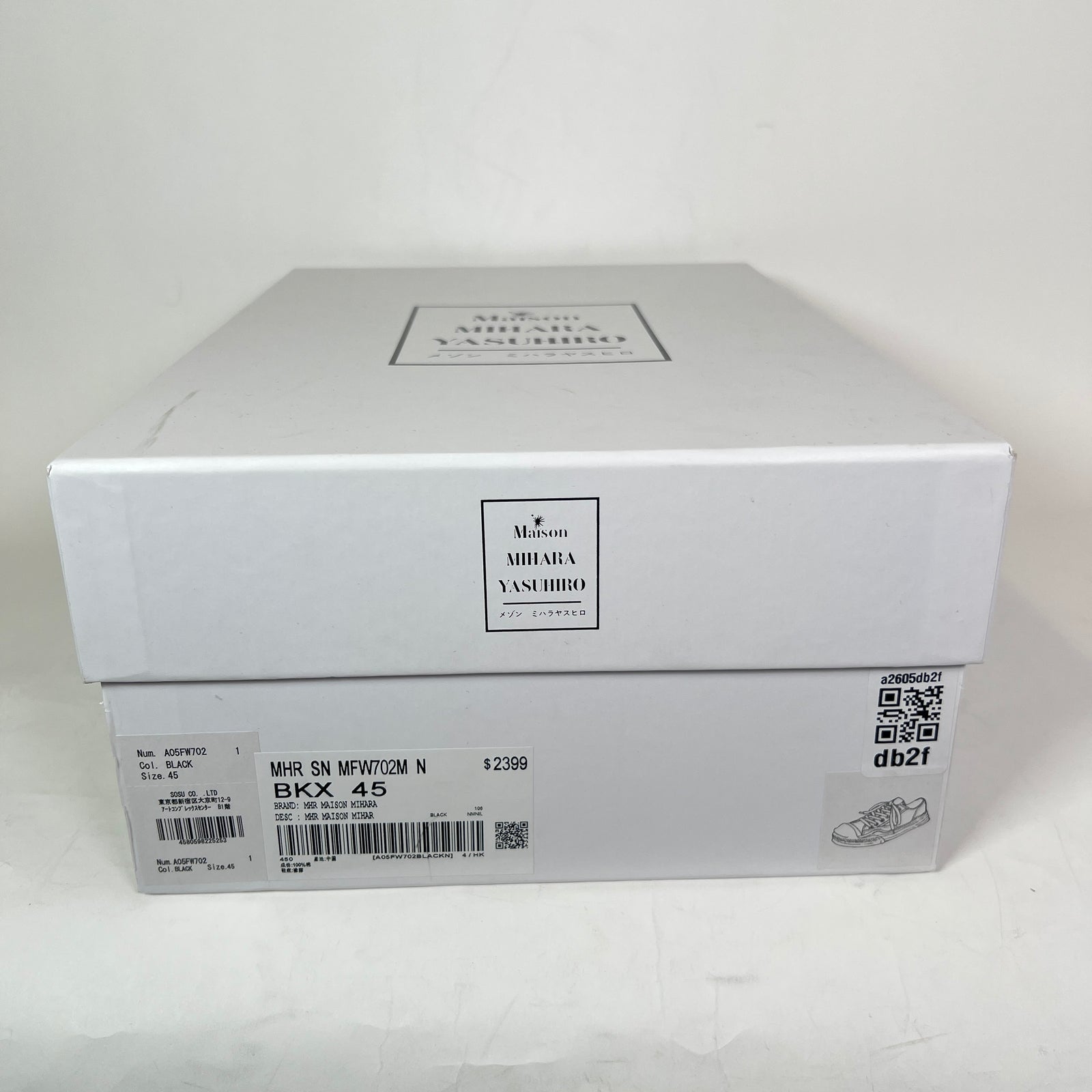 Maison Mihara Yasuhiro Black/White Hank OG Sole Canvas Low-Top Sneaker Size 45